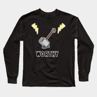Worthy Thor Hammer Mjolnir with Lightning Long Sleeve T-Shirt